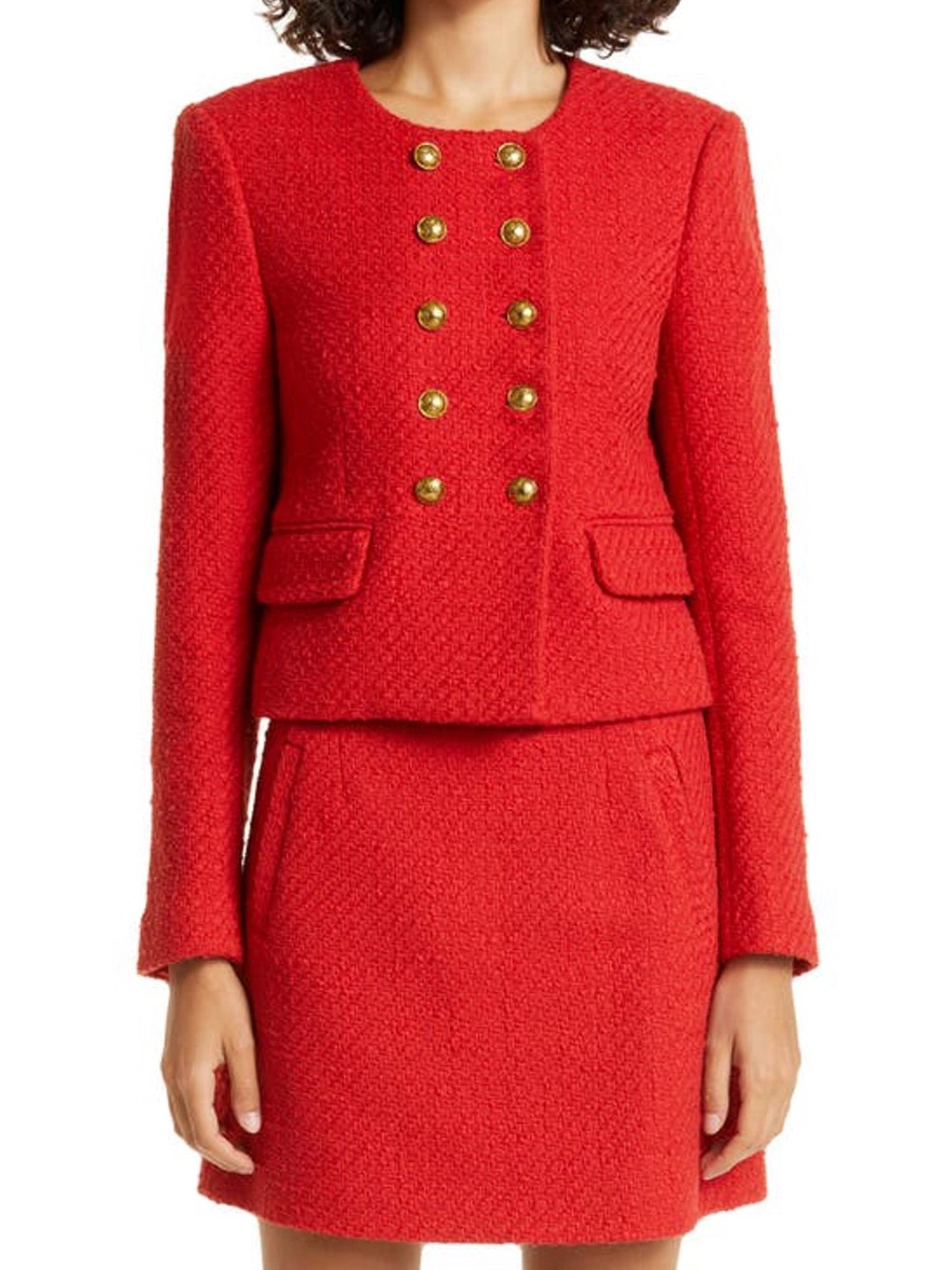 Veronica Beard Red Tweed Skirt